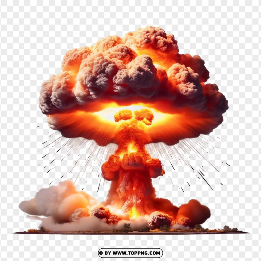 Realistic Atomic Bomb Blast With Thick Smoke And Fire PNG Transparent Background