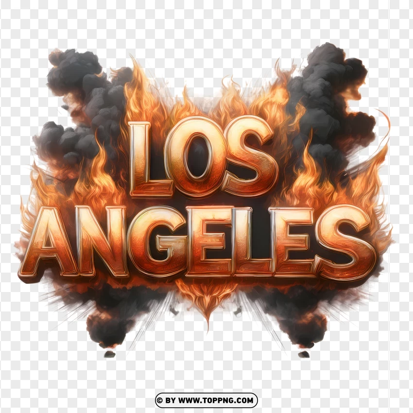 Los Angeles Burning Letters With Intense Flames PNG Transparent Background