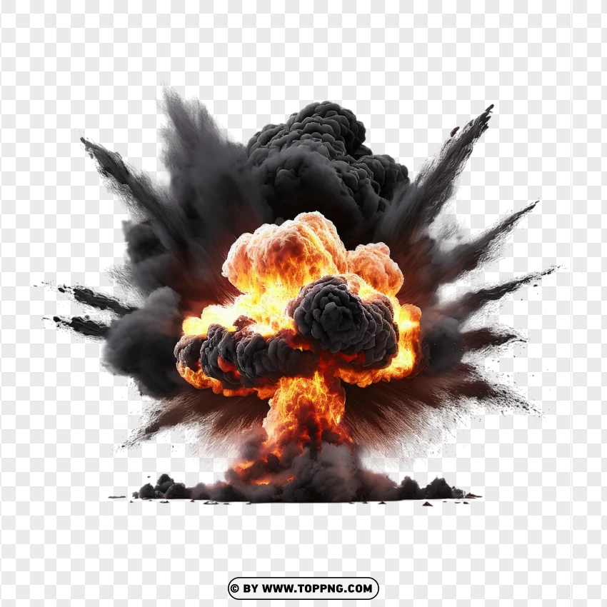 Realistic Black Smoke And Fire Explosion Download PNG Transparent Background