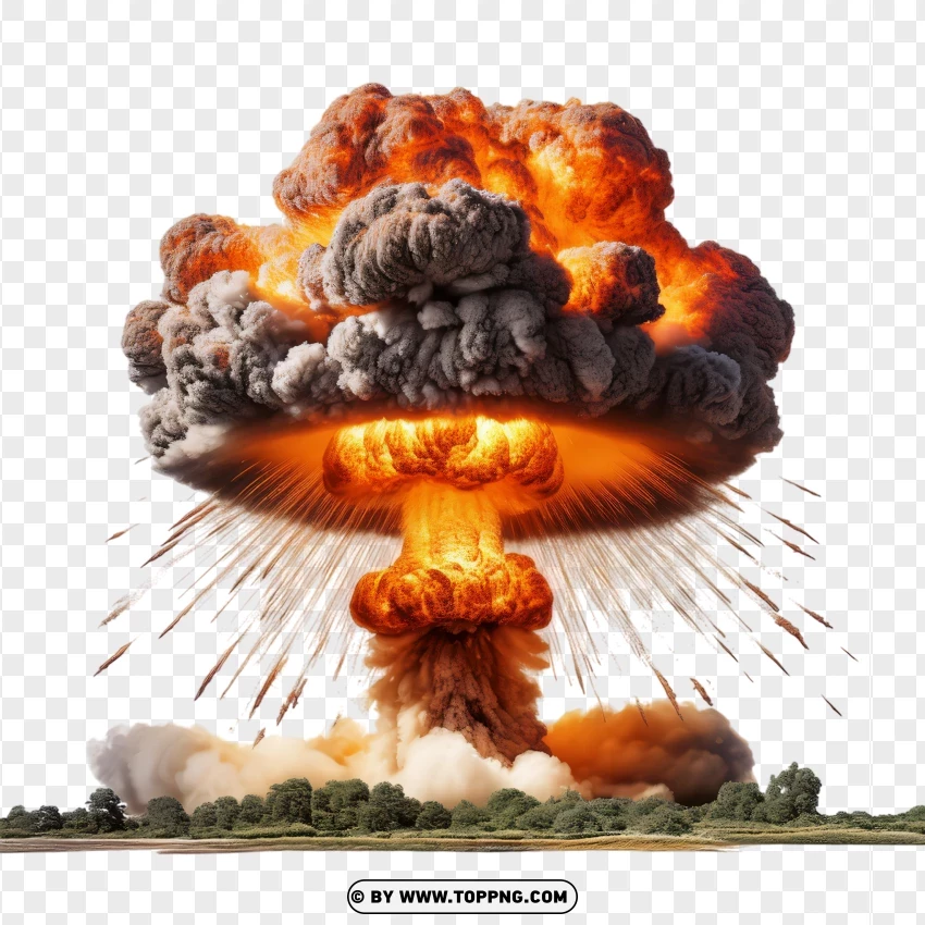 Massive Atomic Blast With Smoke And Flames PNG Transparent Background