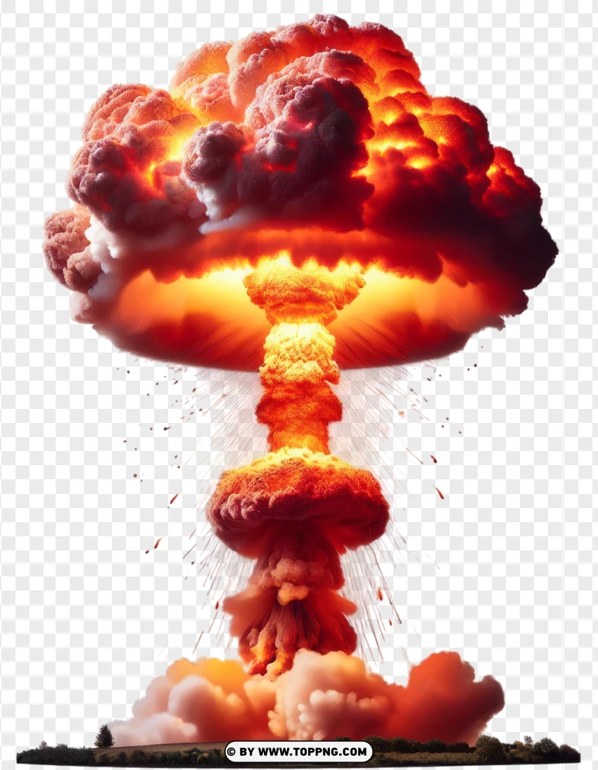 Nuclear Bomb Detonation With Expanding Cloud And Fire PNG Transparent Background