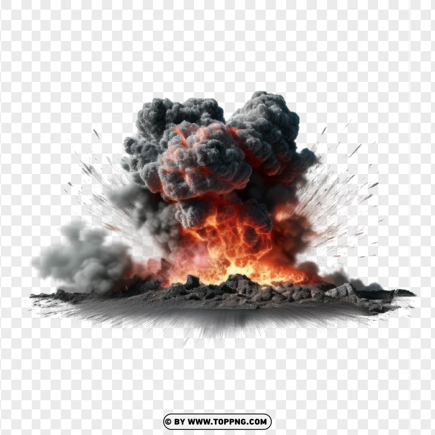 Big Explosion With Dark Smoke PNG Transparent Background