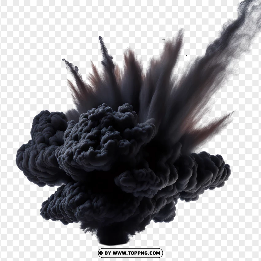 Dark Black Smoke Cloud Blast PNG Transparent Background