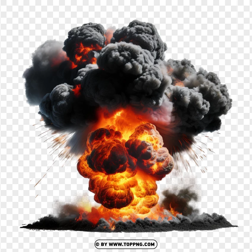 Massive Fireball And Smoke Explosion PNG Transparent Background