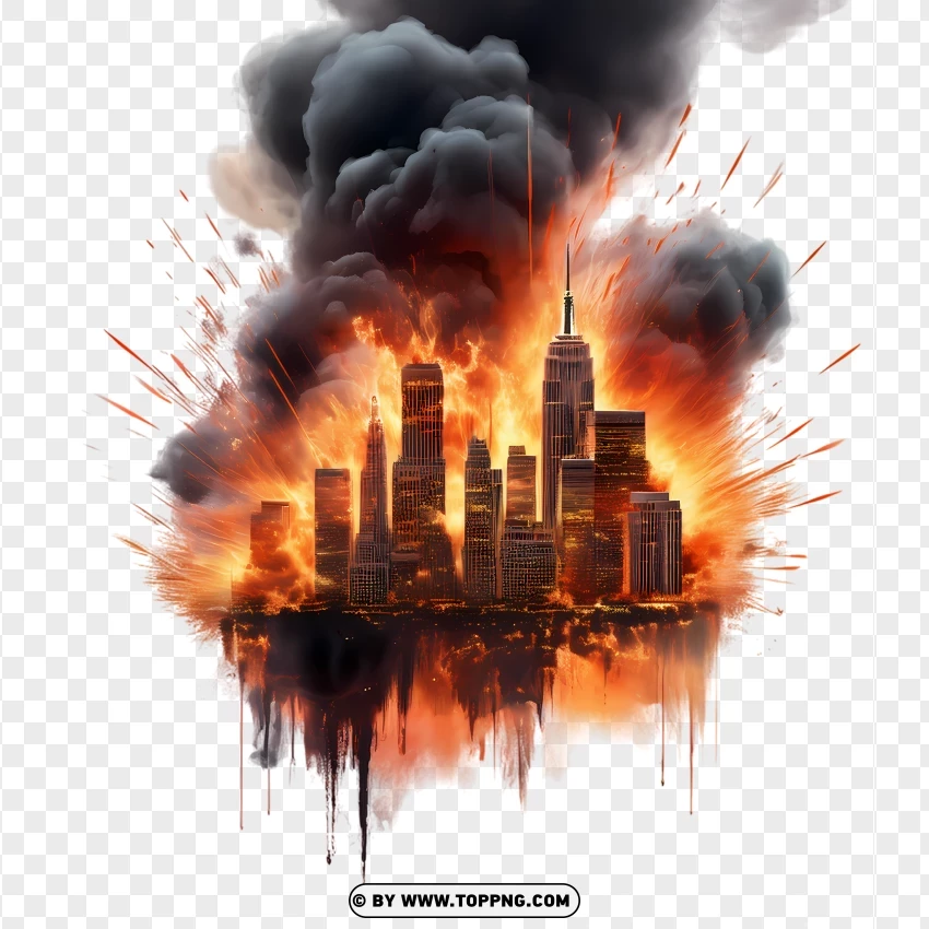 Disaster Flames In City PNG Transparent Background