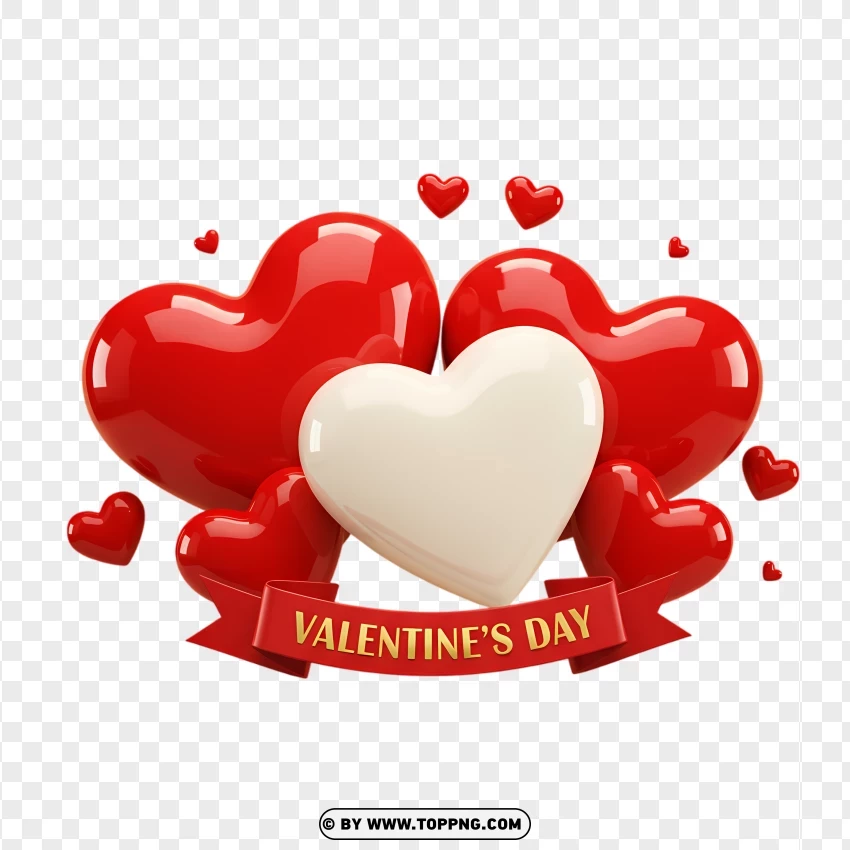 Valentines Day White Heart With Balloons PNG Transparent Background