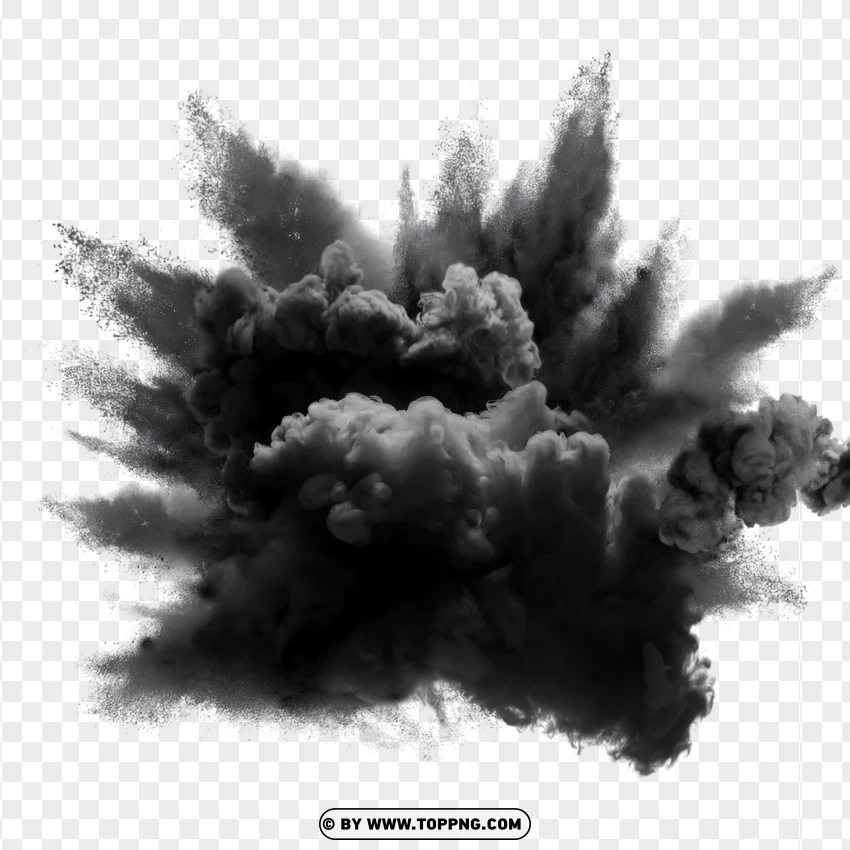 Realistic Black Smoke Explosion Effect PNG Transparent Background