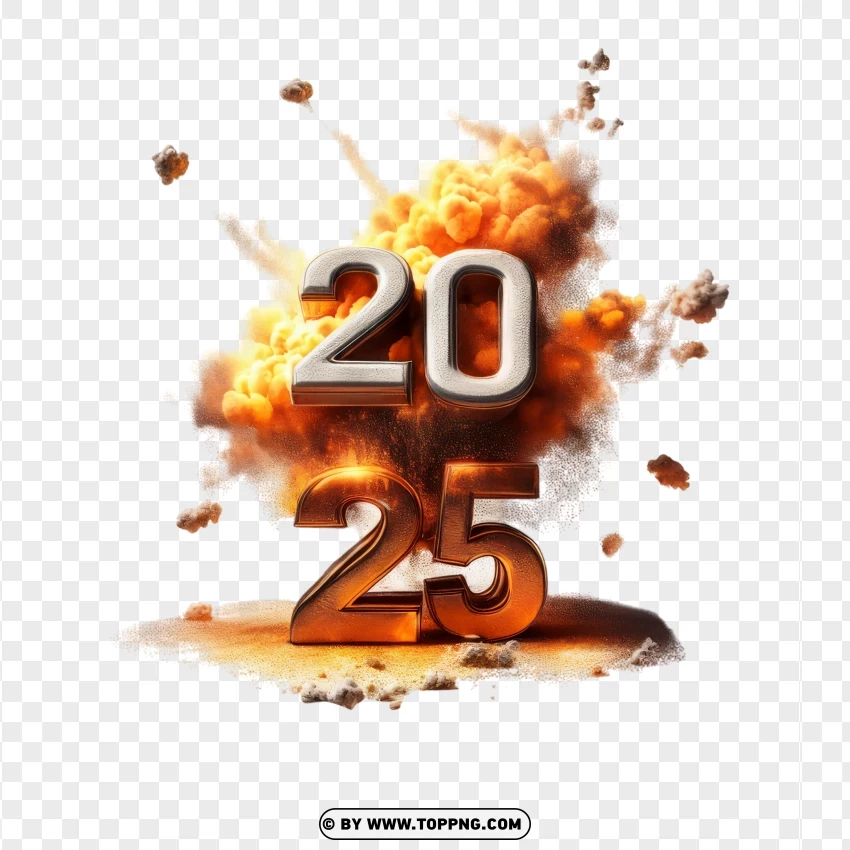 2025 Explosion Scene With Flames And Smoke Effect PNG Transparent Background