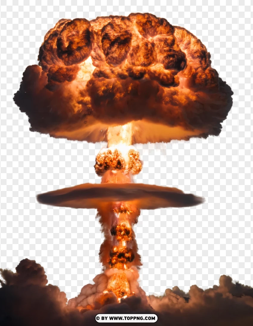 Massive Atomic Blast Scene With Smoke And Fire PNG Transparent Background