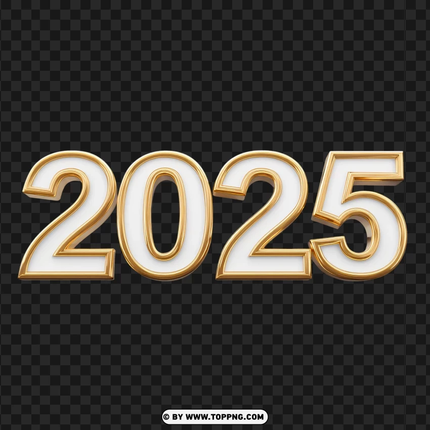 Bold Gold 2025 Numbers With Black PNG Transparent Background