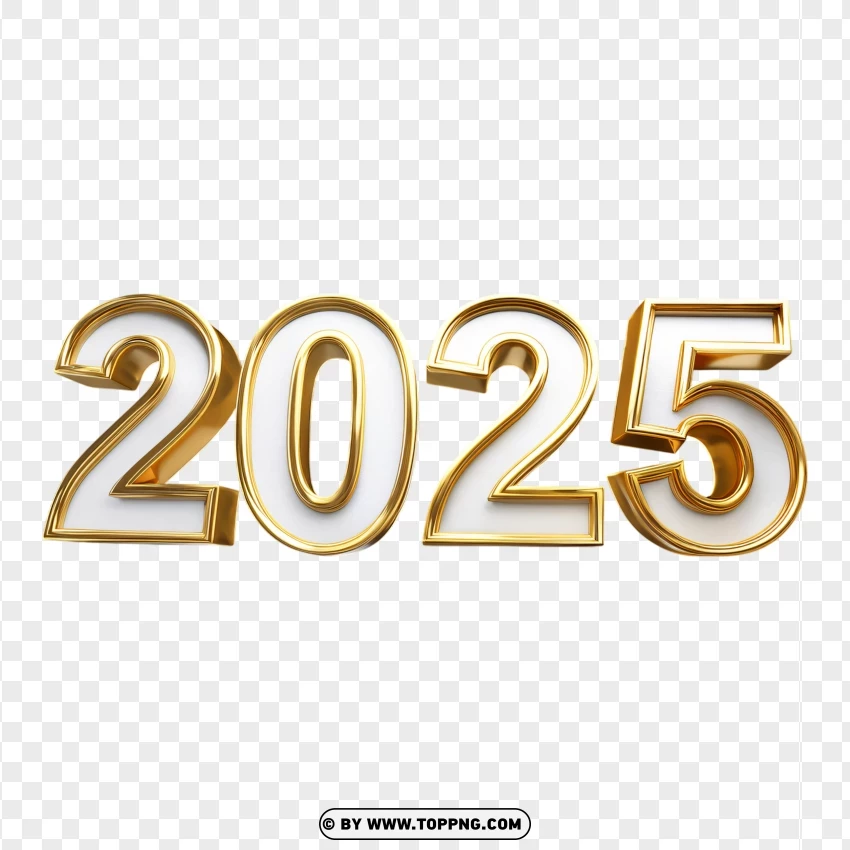 Luxury 2025 Numbers In Elegant Golden Style PNG Transparent Background