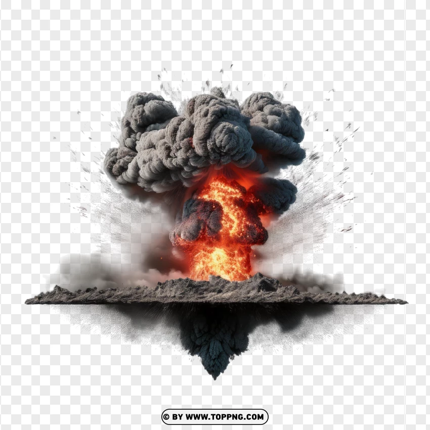 Fiery Explosion With Rising Smoke PNG Transparent Background