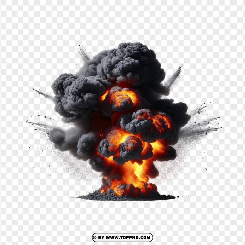 Massive Fireball Image With Expanding Smoke Plume PNG Transparent Background