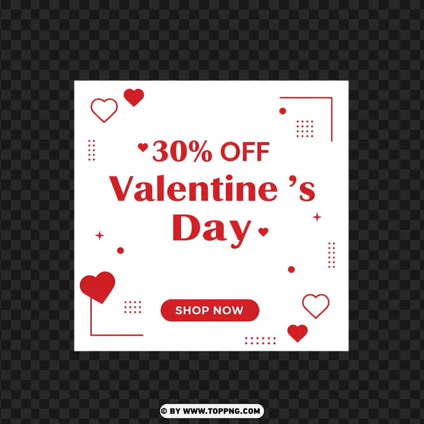 30% Off Valentines Day Sale Flyer Hd PNG Transparent Background