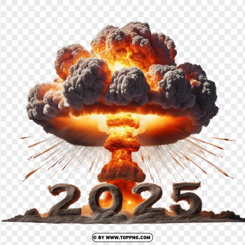 2025 Nuclear Explosion Scene With Intense Smoke PNG Transparent Background