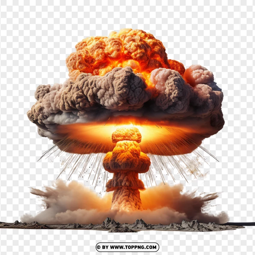 Nuclear Bomb Detonation With Fireball And Smoke PNG Transparent Background