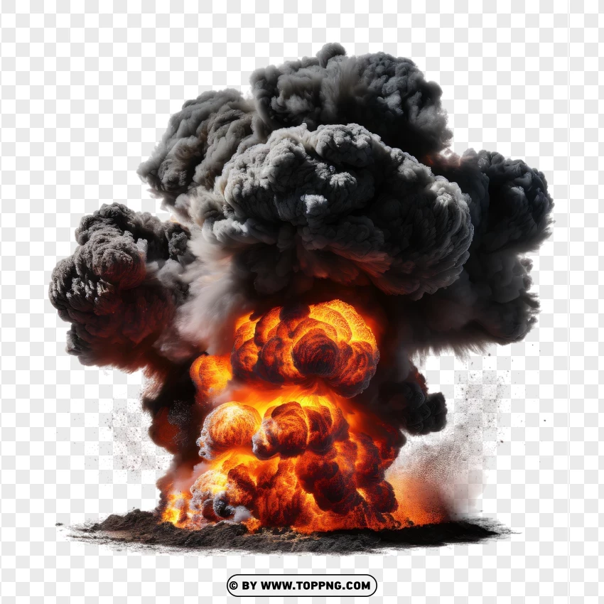 Large Blast With Smoke And Fire PNG Transparent Background