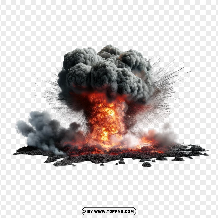 Black Smoke And Fire Explosion PNG Transparent Background