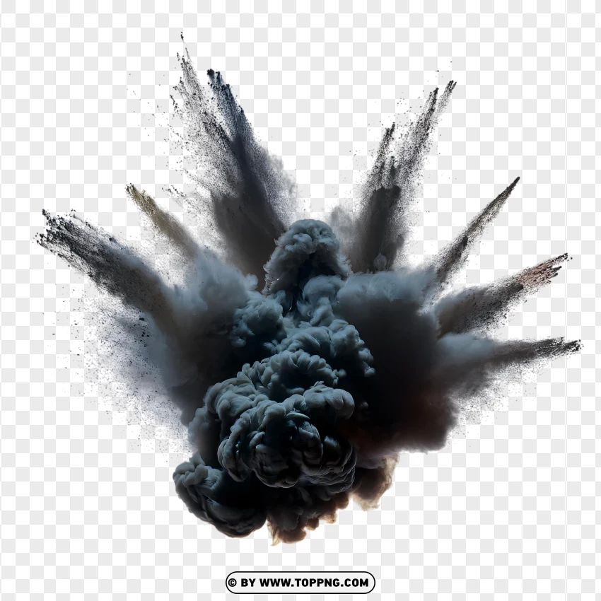 Black Smoke Explosion With Realistic Cloud Texture PNG Transparent Background