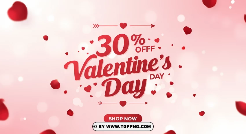 30% Off Valentines Day Promotion Poster PNG Transparent Background