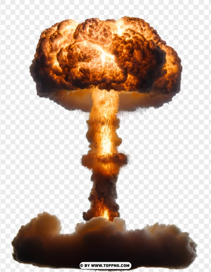 Mushroom Cloud Nuclear Explosion Scene PNG Transparent Background