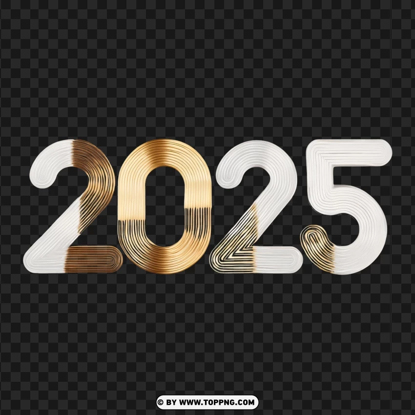 Modern Gold And Silver 2025 Numbers PNG Transparent Background