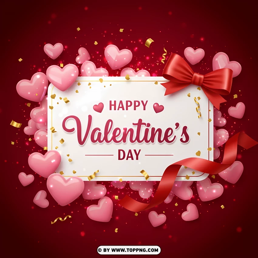 Happy Valentines Day Romantic Card Design PNG Transparent Background