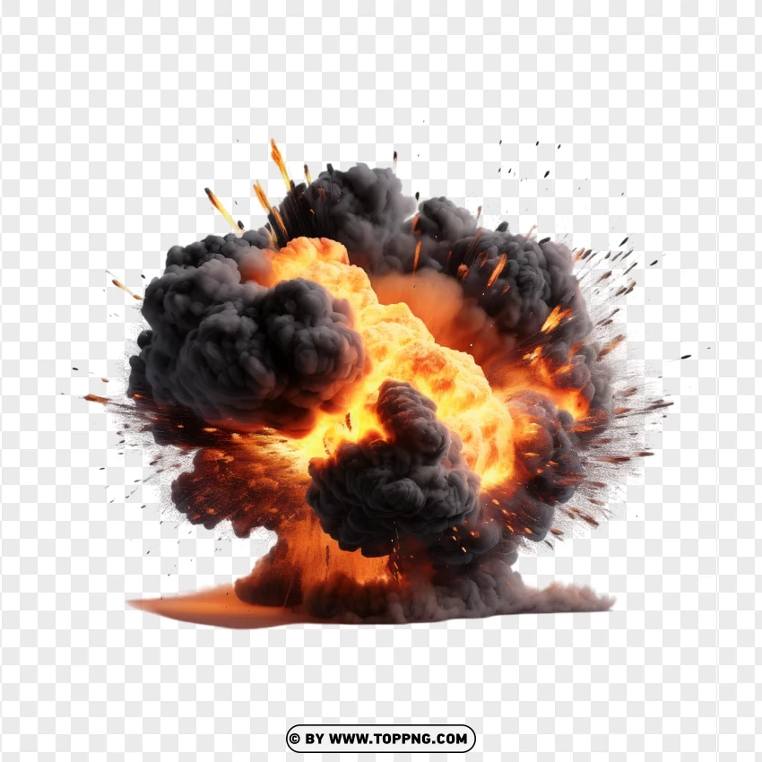 Intense Blast With Expanding Smoke Effect PNG Transparent Background