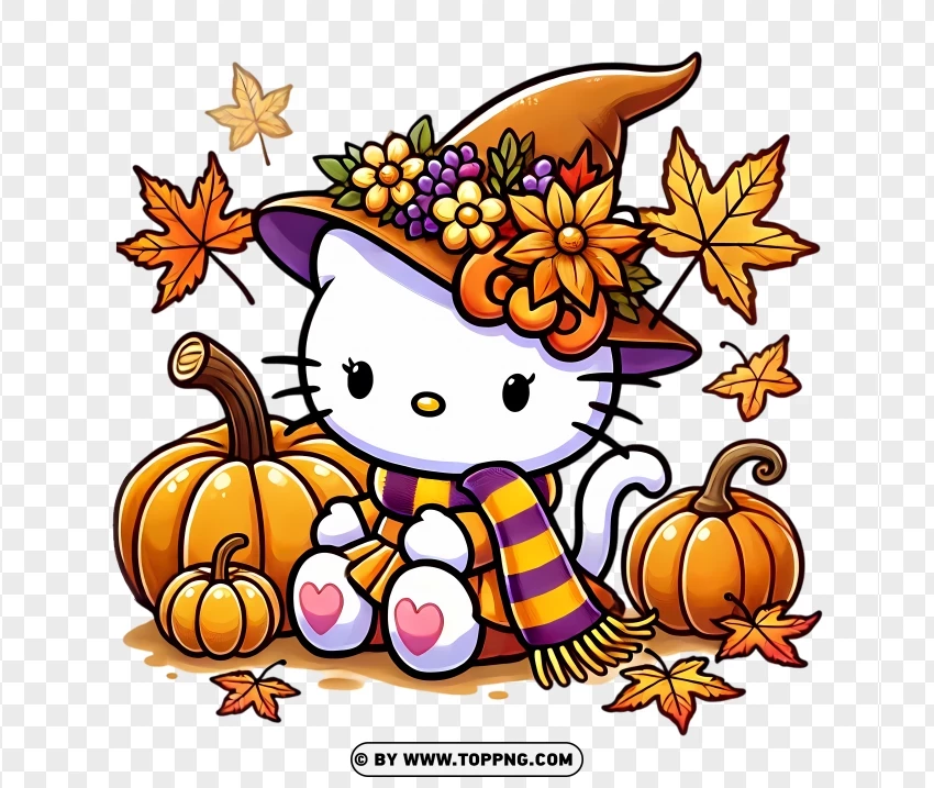 Hello Kitty As A Fall Witch PNG Transparent Background