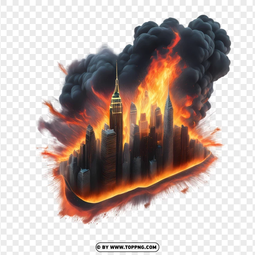 Skyline Ablaze Smoke Effect PNG Transparent Background