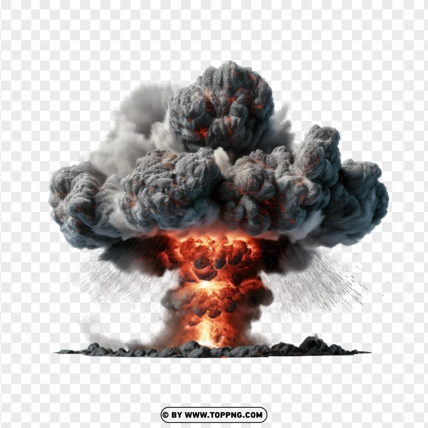 Mushroom Cloud Explosion With Fire PNG Transparent Background