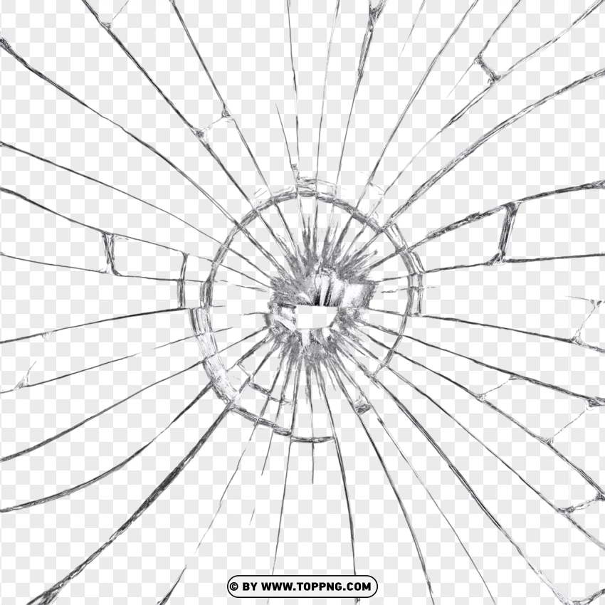 Broken Glass Circular Crack PNG Transparent Background