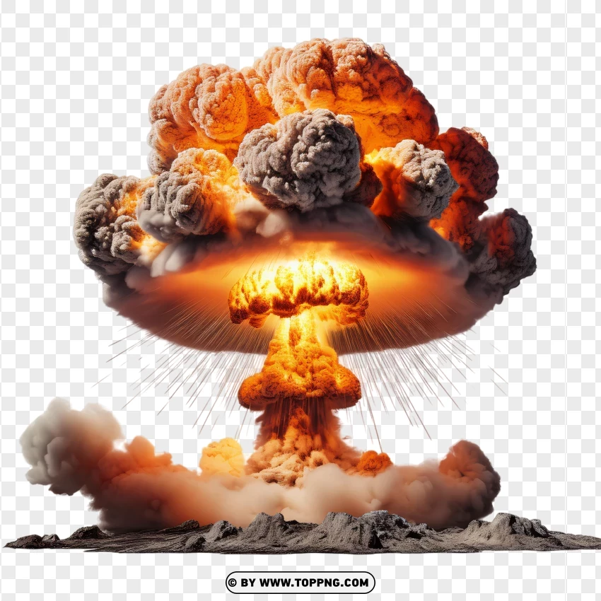 Realistic Nuclear Bomb Blast With Thick Smoke PNG Transparent Background