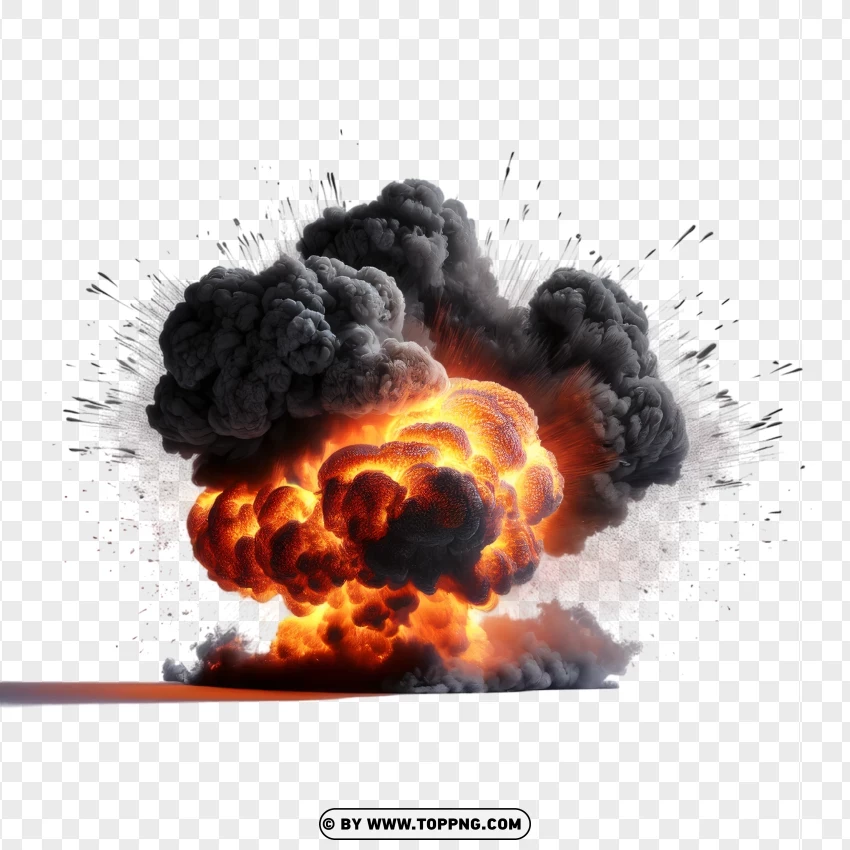 Massive Explosion With Fiery Smoke Cloud PNG Transparent Background