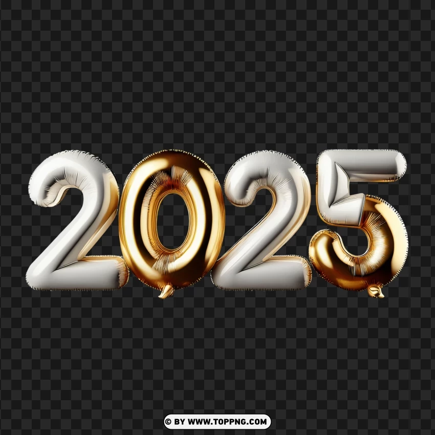 Black And Gold 2025 Numbers PNG Transparent Background