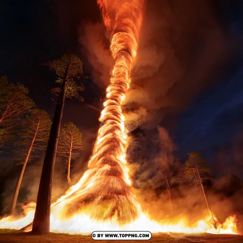 Massive Fire Vortex In Forest Setting PNG Transparent Background