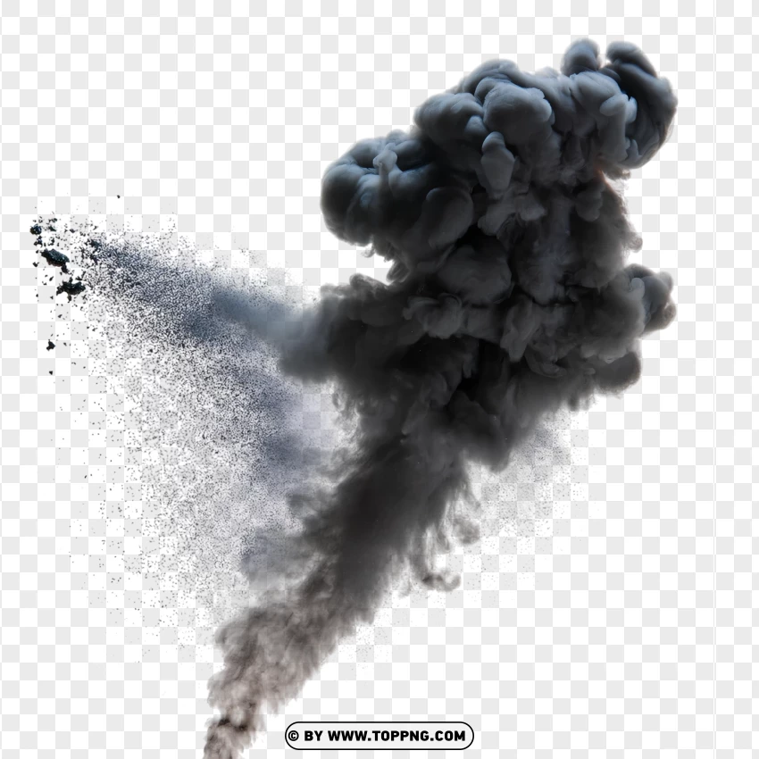 Powerful Black Smoke Cloud Explosion PNG Transparent Background