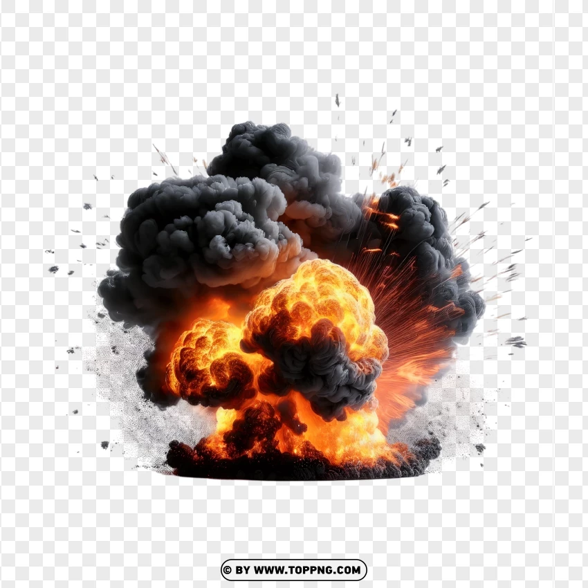 Mushroom Cloud Explosion Image With Dense Smoke PNG Transparent Background