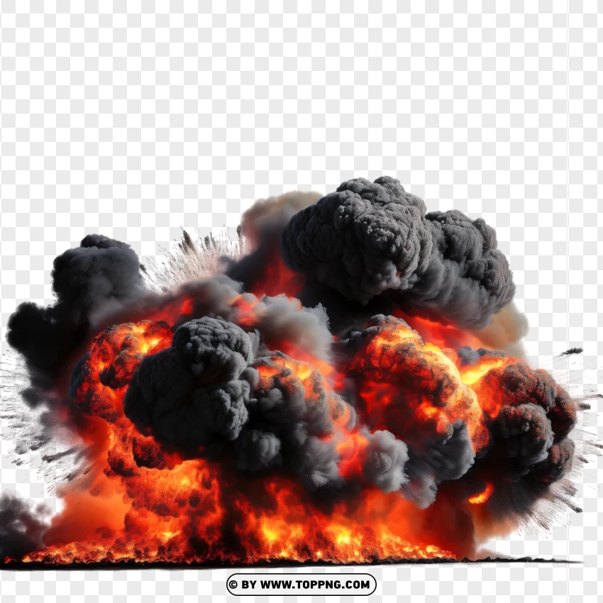 Smoke Explosion With Bright Flames PNG Transparent Background