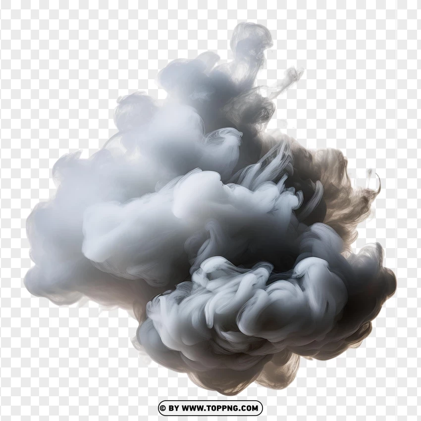 Dense White Smoke Cluster PNG Transparent Background