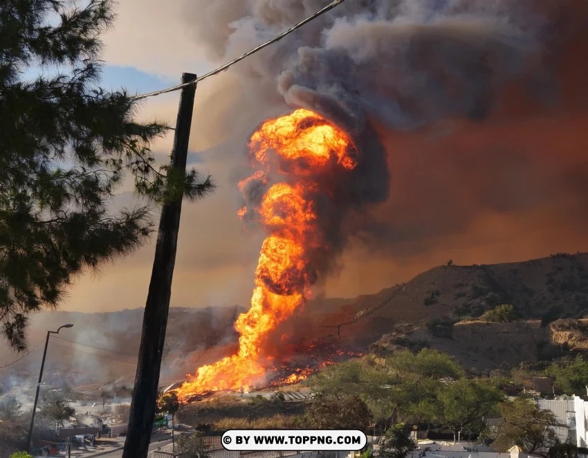 Towering Fire Whirl In Daylight Scene PNG Transparent Background