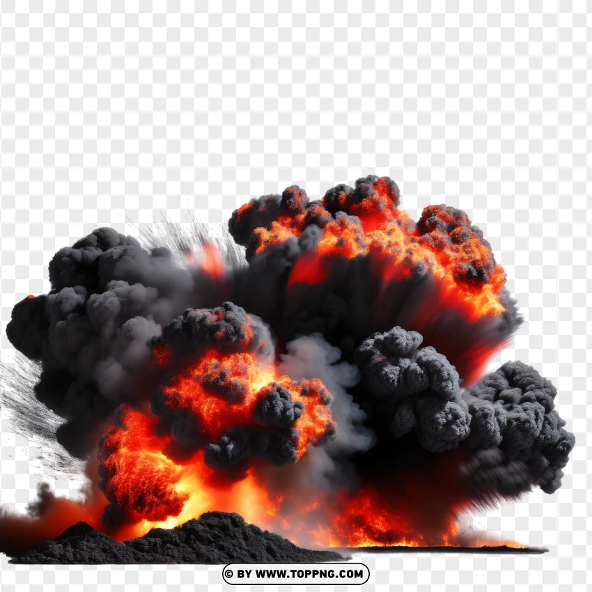 High-impact Blast With Flames And Smoke PNG Transparent Background