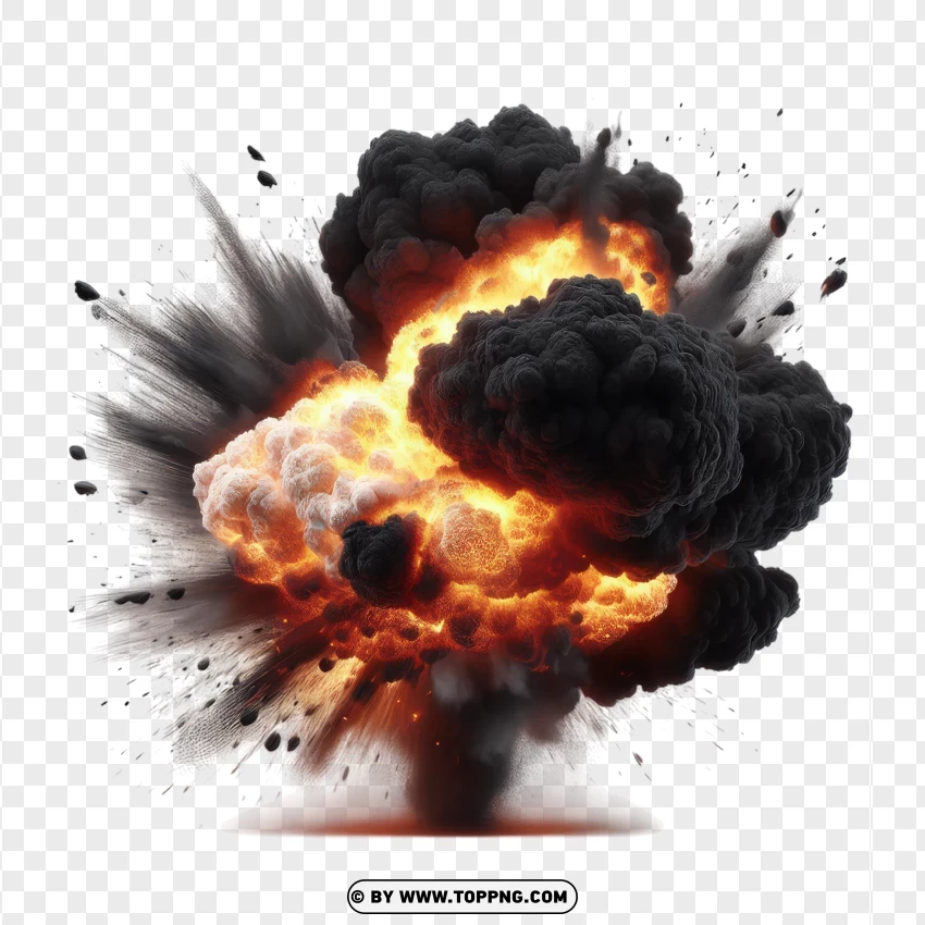 Huge Flame Explosion With Dark Smoke PNG Transparent Background