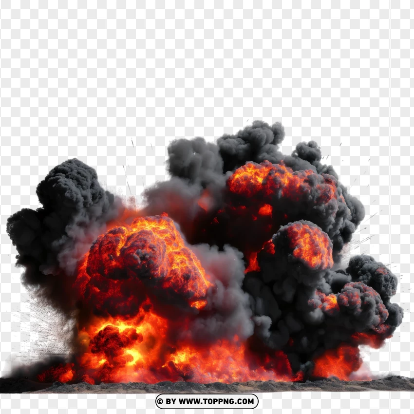 Dark Smoke And Fireball Explosion PNG Transparent Background