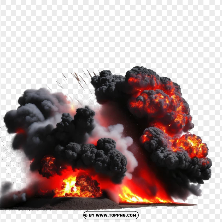 Bright Flame Explosion With Thick Smoke PNG Transparent Background