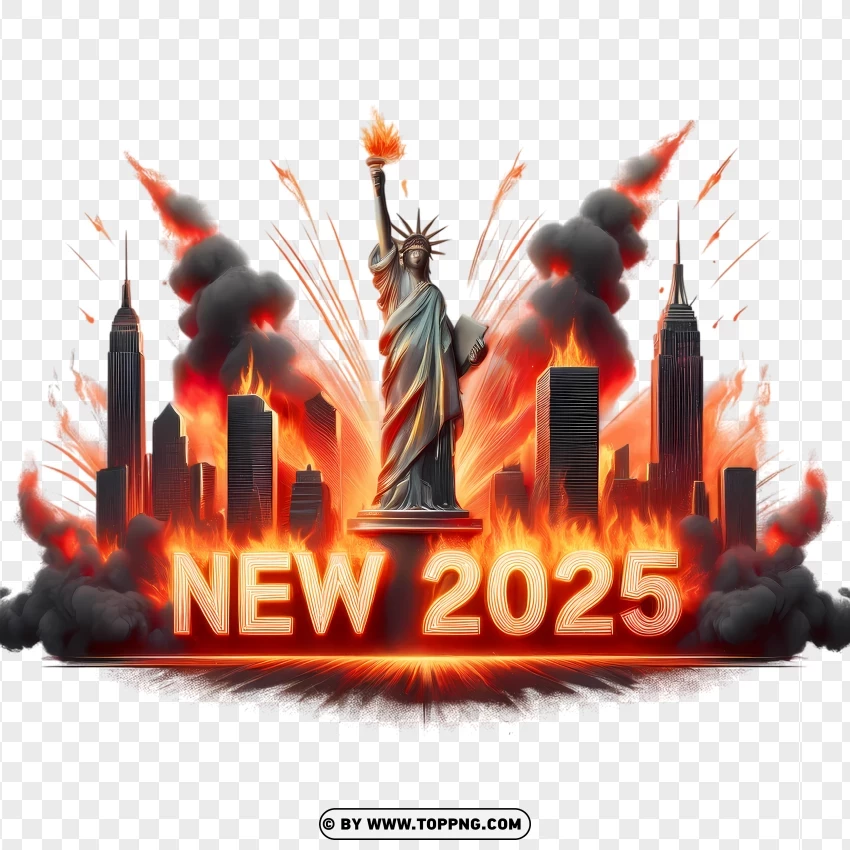 Intense Flames In City Skyline PNG Transparent Background