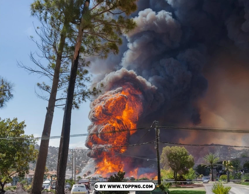 Urban Fire Tornado In Daylight Scene PNG Transparent Background