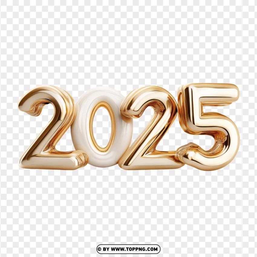 Luxury 2025 Numbers In Gold And Silver PNG Transparent Background