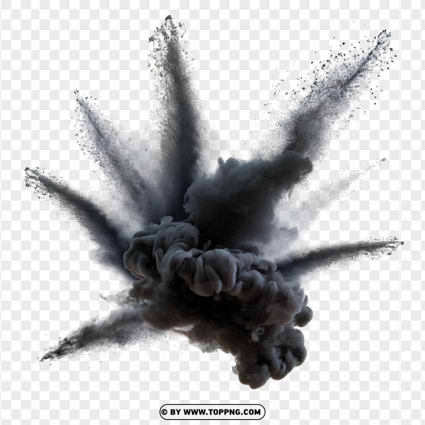 Dynamic Black Smoke Explosion Effect PNG Transparent Background