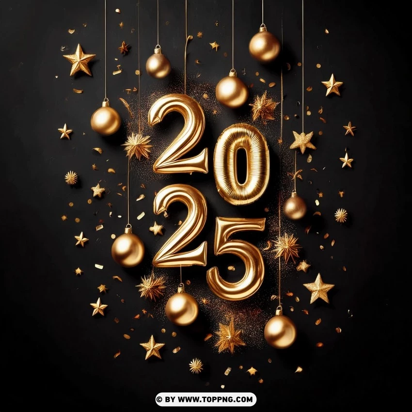 2025 New Year Card With Merry And Bright Theme PNG Transparent Background